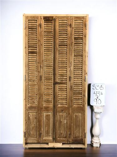 Antique Shutter French Double Door with Jamb (43.5x90) European Door S35