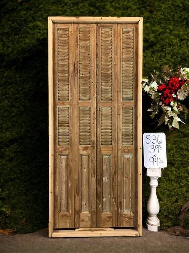 Antique Shutter French Double Door with Jamb (39.5x94.5) European Door S36
