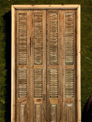 Antique Shutter French Double Door with Jamb (39.5x94.5) European Door S36