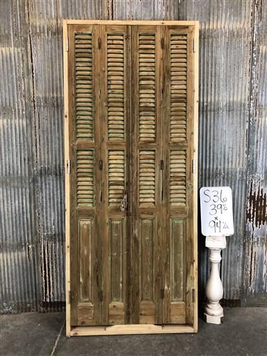 Antique Shutter French Double Door with Jamb (39.5x94.5) European Door S36