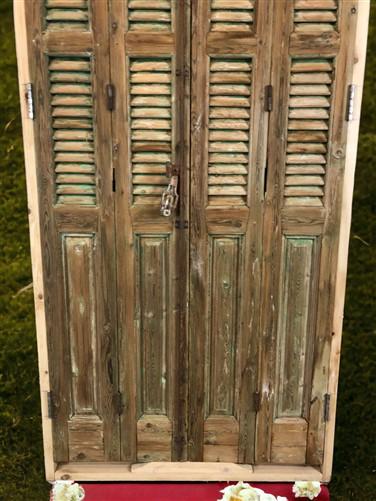 Antique Shutter French Double Door with Jamb (39.5x94.5) European Door S36