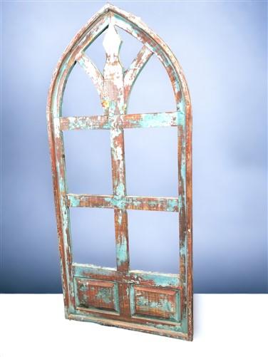 Large Arched Blue French Country Distressed Window Frame, Architectural Decor, A