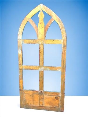 Large Arched Blue French Country Distressed Window Frame, Architectural Decor, A