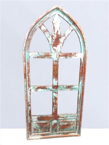 Large Arched Blue French Country Distressed Window Frame, Architectura ...