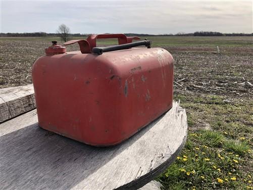 Gas Can - Small Gasoline Gas Fuel Tank Metal Can Outboard Boat Motor Johnson Vintage V, by The Old Grainery (boat, can, fuel)