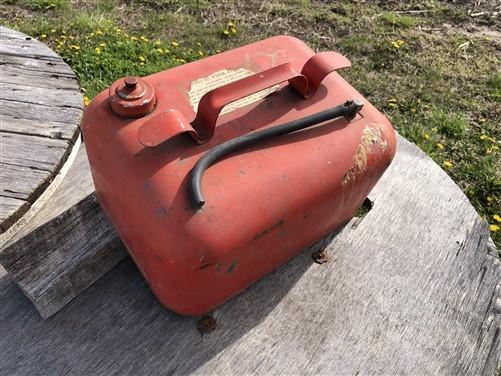 Gas Can - Small Gasoline Gas Fuel Tank Metal Can Outboard Boat Motor Johnson Vintage V, by The Old Grainery (boat, can, fuel)