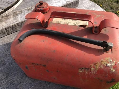 Gas Can - Small Gasoline Gas Fuel Tank Metal Can Outboard Boat Motor Johnson Vintage V, by The Old Grainery (boat, can, fuel)