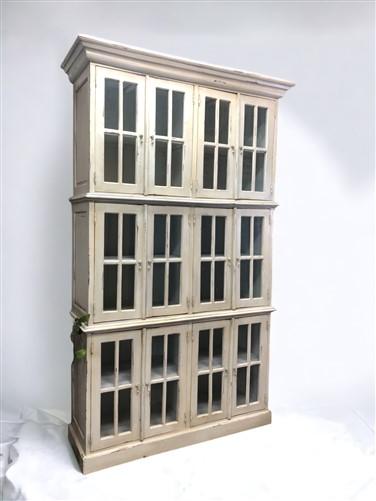 4'10" Triple Stack Cabinet, Antique White Kitchen Cabinet, Bookcase, Storage B