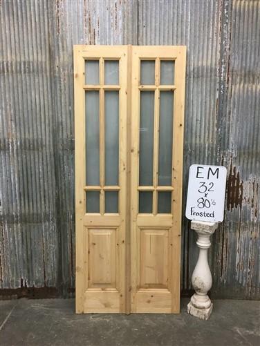 French Double Door (32x80.5) 6 Pane Frosted Glass European Styled Door EM19