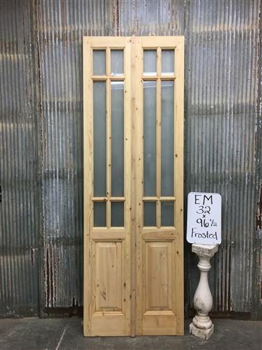French Double Door (32x96.5) 6 Pane Frosted Glass European Styled Door EM25