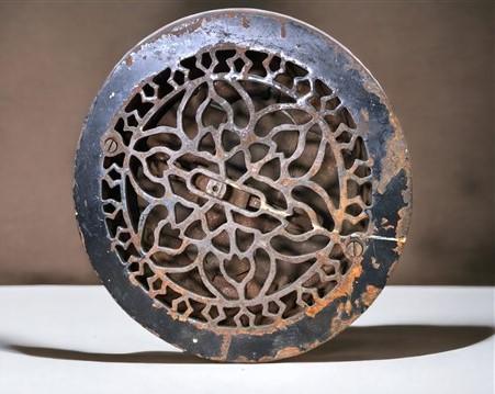 Cast iron grate - Round Ornate Art Deco Cast Iron Grate Vintage Wall Floor Fireplace Register Vent by The Old Grainery (ar...