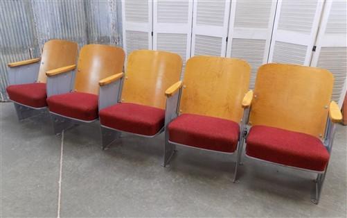 Theater Seats - 5 Red Padded Folding Theater Seats, Auditorium Movie Theater, Entryway Bench D2 by The Old Grainery (audit...