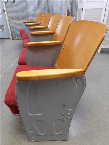 Theater Seats - 5 Red Padded Folding Theater Seats, Auditorium Movie Theater, Entryway Bench D2 by The Old Grainery (audit...