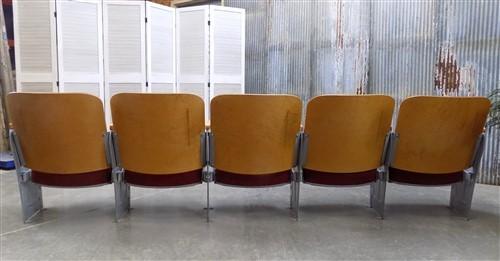 Theater Seats - 5 Red Padded Folding Theater Seats, Auditorium Movie Theater, Entryway Bench D2 by The Old Grainery (audit...