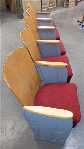 Theater Seats - 5 Red Padded Folding Theater Seats, Auditorium Movie Theater, Entryway Bench D2 by The Old Grainery (audit...