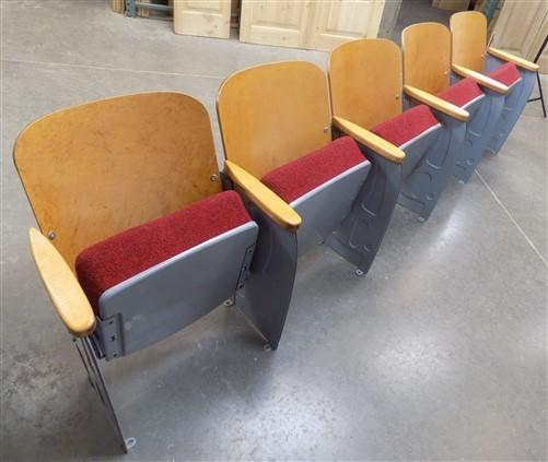 Theater Seats - 5 Red Padded Folding Theater Seats, Auditorium Movie Theater, Entryway Bench D2 by The Old Grainery (audit...