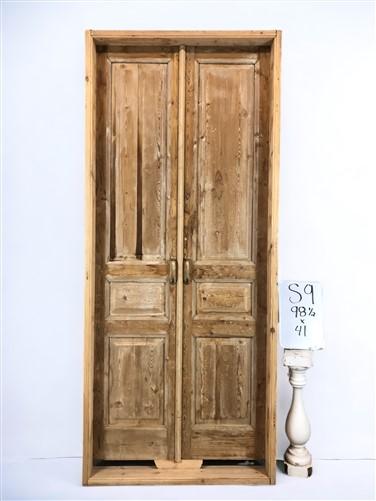 Antique French Double Doors with Jamb (41x98.5) European Panel Doors S9