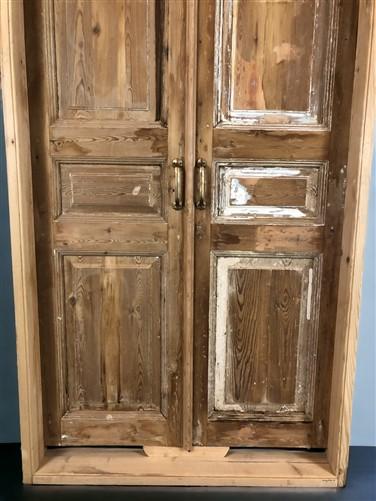 Antique Encased French Double Doors (43.5x91) European Panel Doors With Jamb S10