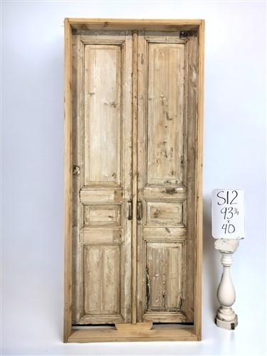 Antique Encased French Double Doors (40x93.75) European Panel Door With Jamb S12