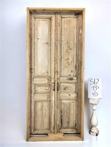 Antique French Double Doors with Jamb (40x93.75) European Panel Door S12
