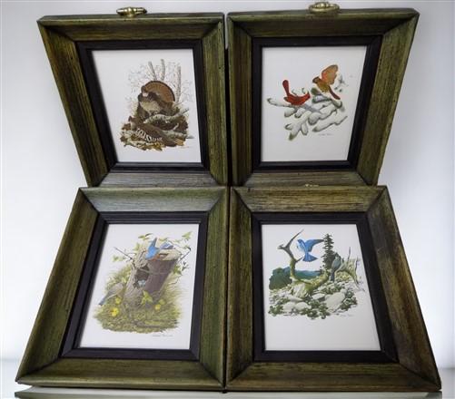framed minature Richard Sloan art prints - 12 Miniature 4x5 Richard Sloan Framed North American Bird Prints, Nature House,...