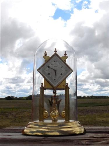 Kieninger & Obergfell Glass Dome Vintage Anniversary Clock, Made West Germany F,