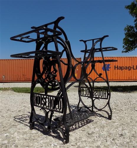 Treadle base - Treadle Sewing Machine, Cast Iron Base, Industrial Age Household Steampunk Q1, by The Old Grainery (base, b...