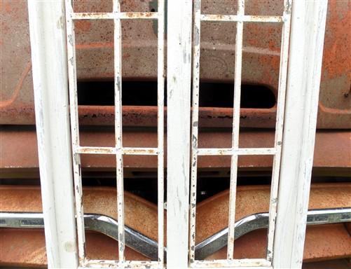 Large Double Paneled Architectural Wood Metal Window Frame, Farmhouse Window C,