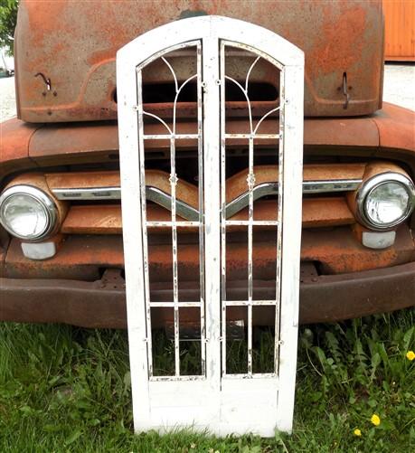 Large Double Paneled Architectural Wood Metal Window Frame, Farmhouse Window C,