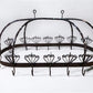Oval Wrought Iron Hanging Pot Rack, Kitchen Decor, Ceiling Mount Pot Pan Holder,