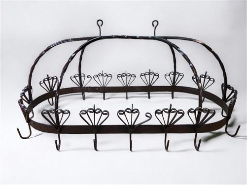 Oval Wrought Iron Hanging Pot Rack, Kitchen Decor, Ceiling Mount Pot Pan Holder,