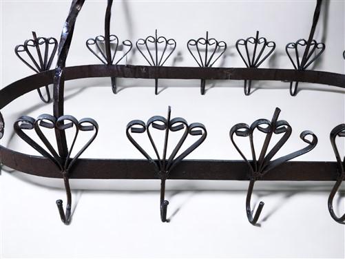 Oval Wrought Iron Hanging Pot Rack, Kitchen Decor, Ceiling Mount Pot Pan Holder,