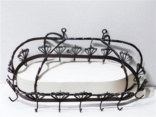 Oval Wrought Iron Hanging Pot Rack, Kitchen Decor, Ceiling Mount Pot Pan Holder,