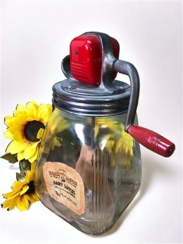 Butter churn - Farm Master Hand Crank Butter Churn, Vintage Glass Tabletop Wooden Paddle Dairy by The Old Grainery (Butter...