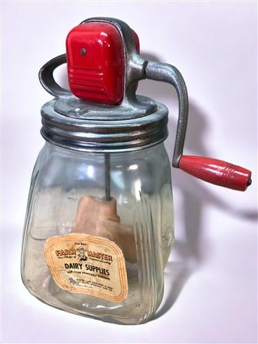 Butter churn - Farm Master Hand Crank Butter Churn, Vintage Glass Tabletop Wooden Paddle Dairy by The Old Grainery (Butter...