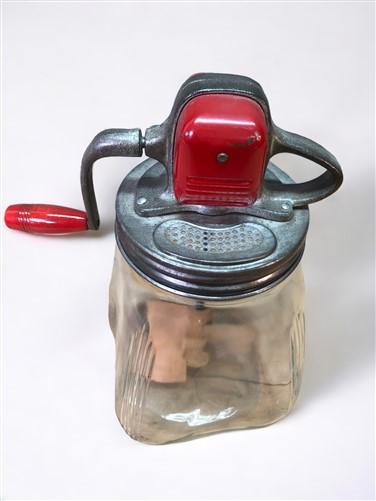 Butter churn - Farm Master Hand Crank Butter Churn, Vintage Glass Tabletop Wooden Paddle Dairy by The Old Grainery (Butter...