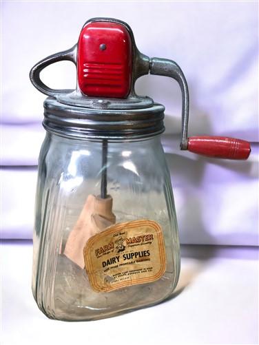 Butter churn - Farm Master Hand Crank Butter Churn, Vintage Glass Tabletop Wooden Paddle Dairy by The Old Grainery (Butter...