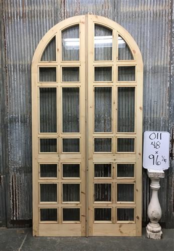 Arched French Double Doors (48x96) 14 Pane Glass Doors European Styled O11