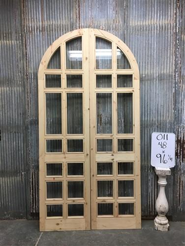 Arched French Double Doors (48x96) 14 Pane Glass Doors European Styled O11