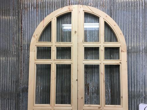 Arched French Double Doors (48x96) 14 Pane Glass Doors European Styled O11