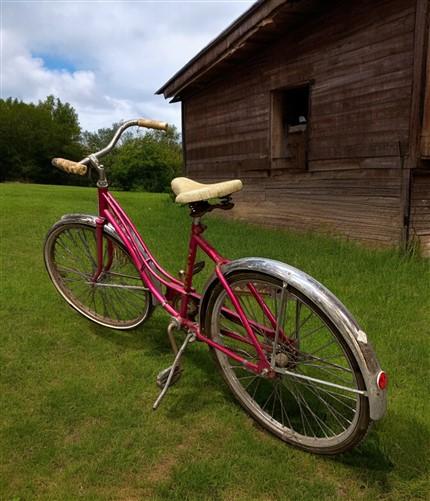 Bicycle - 1966 Columbia Pink Girls Bicycle, Pink Step Through Girls Bike, Serial #R595005 by The Old Grainery (1 speed, 19...