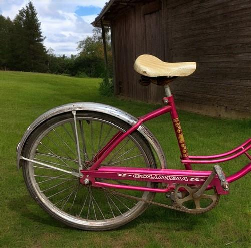 Bicycle - 1966 Columbia Pink Girls Bicycle, Pink Step Through Girls Bike, Serial #R595005 by The Old Grainery (1 speed, 19...