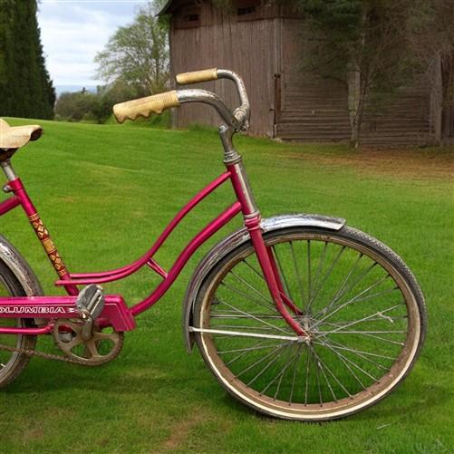 Bicycle - 1966 Columbia Pink Girls Bicycle, Pink Step Through Girls Bike, Serial #R595005 by The Old Grainery (1 speed, 19...