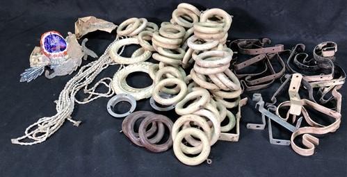 Lot Wood Curtain Drapery Ring Hardware Hooks, Vintage Cream Curtain Rings, by The Old Grainery (Beige, bracket, brown)
