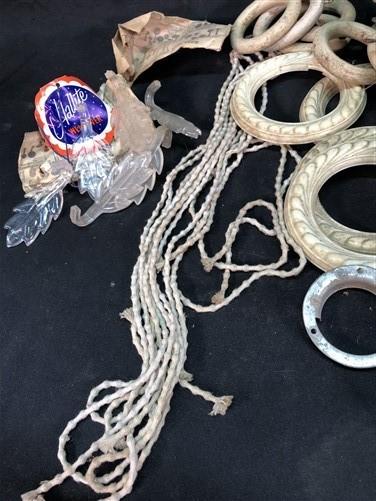 Lot Wood Curtain Drapery Ring Hardware Hooks, Vintage Cream Curtain Rings, by The Old Grainery (Beige, bracket, brown)