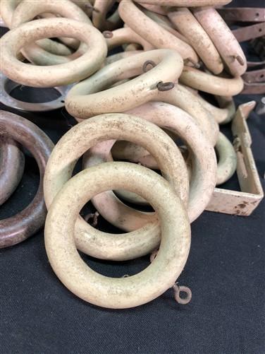Lot Wood Curtain Drapery Ring Hardware Hooks, Vintage Cream Curtain Rings, by The Old Grainery (Beige, bracket, brown)