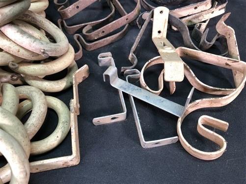 Lot Wood Curtain Drapery Ring Hardware Hooks, Vintage Cream Curtain Rings, by The Old Grainery (Beige, bracket, brown)