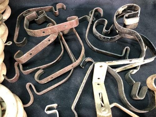 Lot Wood Curtain Drapery Ring Hardware Hooks, Vintage Cream Curtain Rings, by The Old Grainery (Beige, bracket, brown)