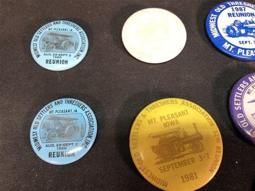 1968-2004 Thresher Festival Pinback Button Collection, Mt Pleasant Iowa Pins,