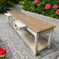 10' Antiqued Kitchen Island with Drawers, Store Counter Display Harvest Table